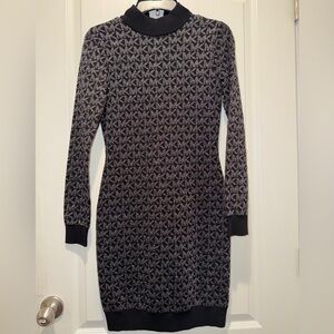 MICHAEL Michael Kors Black and Gray Sparkle Logo Dress